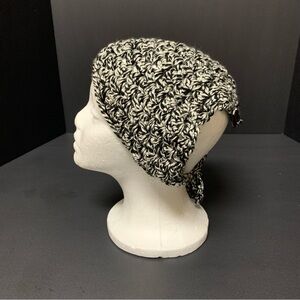 Black and White Crochet Headscarf